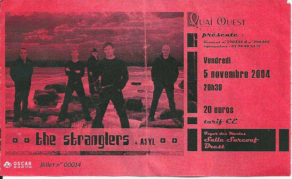 Stranglers billet concert novembre 2004 brest