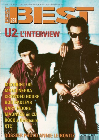 Best n 287 Juin 1992 The Edge Bono U2 cover