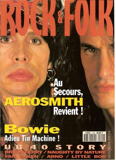 Rock & Folk n 309  Mai 1993 Steven Tyler Joe Perry Aerosmith cover