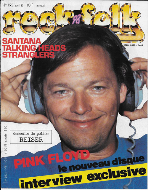 Rock & Folk n 195 Avril 1983 David Gilmour Pink Floyd cover