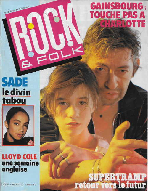 Rock & Folk n 227 Fvrier 1986 Serge et Charlotte Gainsbourg cover