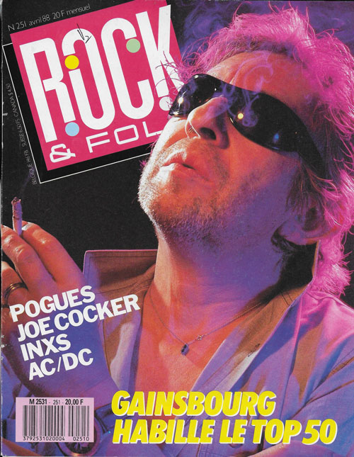 Rock & Folk n 251 Avril 1988 Serge Gainsbourg cover