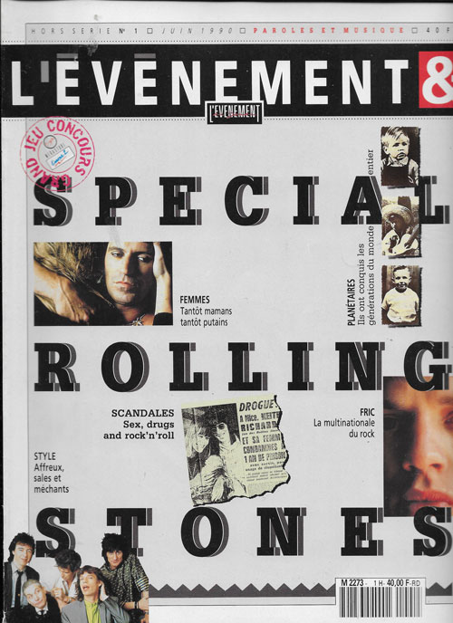 L'vnement hors srie n1 Juin 1990 Spcial Rolling Stones cover