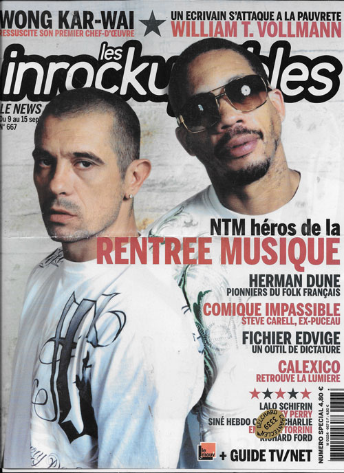 Les Inrockuptibles n 667 Septembre 2008 NTM cover