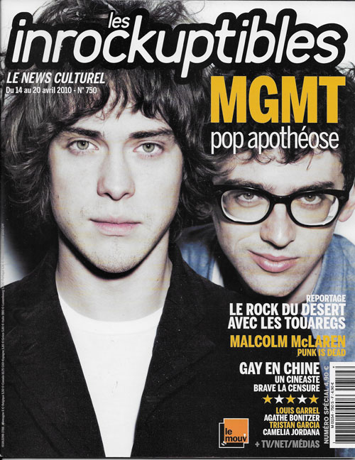 Les Inrockuptibes n 750 Avril 2010 MGMT cover