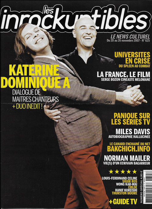 Les Inrockuptibles n625 Novembre 2007 cover Katerine et Dominique A