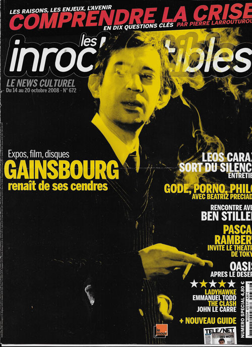 Les Inrockuptibles n672 Octobre 2008 cover Serge Gainsbourg