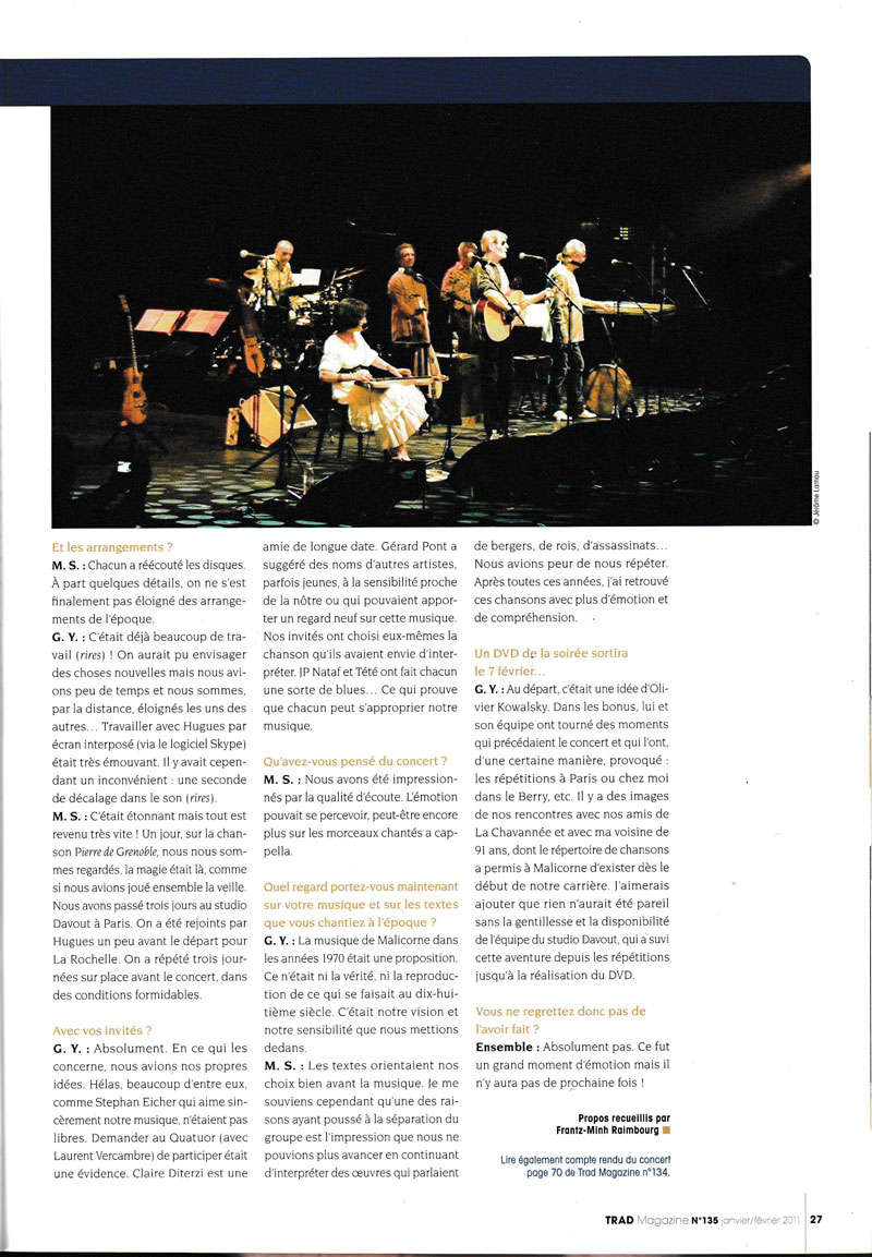 Trad Magazine n135 Janvier Fvrier 2011 Malicorne  La Rochelle page 27